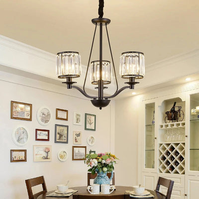Vintage Black LED Chandelier - Retro Crystal Design for Timeless Elegance