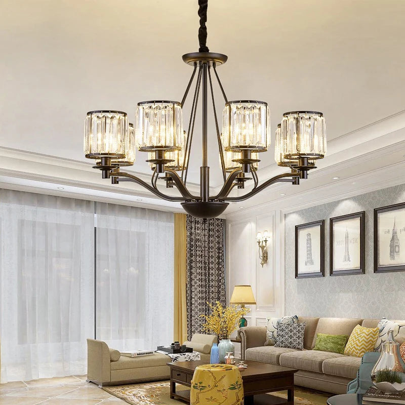 Vintage Black LED Chandelier - Retro Crystal Design for Timeless Elegance