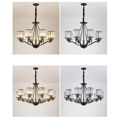Vintage Black LED Chandelier - Retro Crystal Design for Timeless Elegance