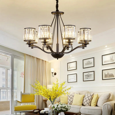 Vintage Black LED Chandelier - Retro Crystal Design for Timeless Elegance