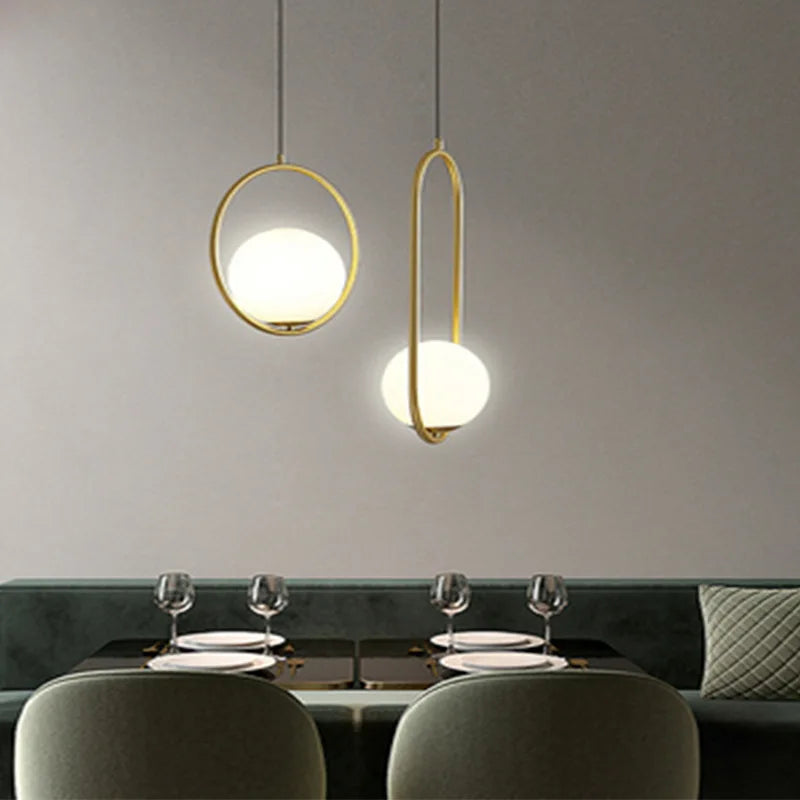 Nordic White Glass Ball Pendant Lights: Elegant Illumination for Dining Rooms and Bars
