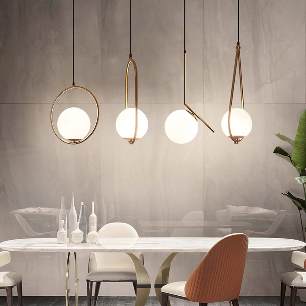 Nordic White Glass Ball Pendant Lights: Elegant Illumination for Dining Rooms and Bars