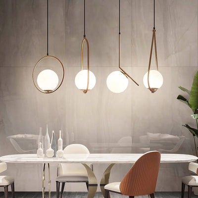 Nordic White Glass Ball Pendant Lights: Elegant Illumination for Dining Rooms and Bars