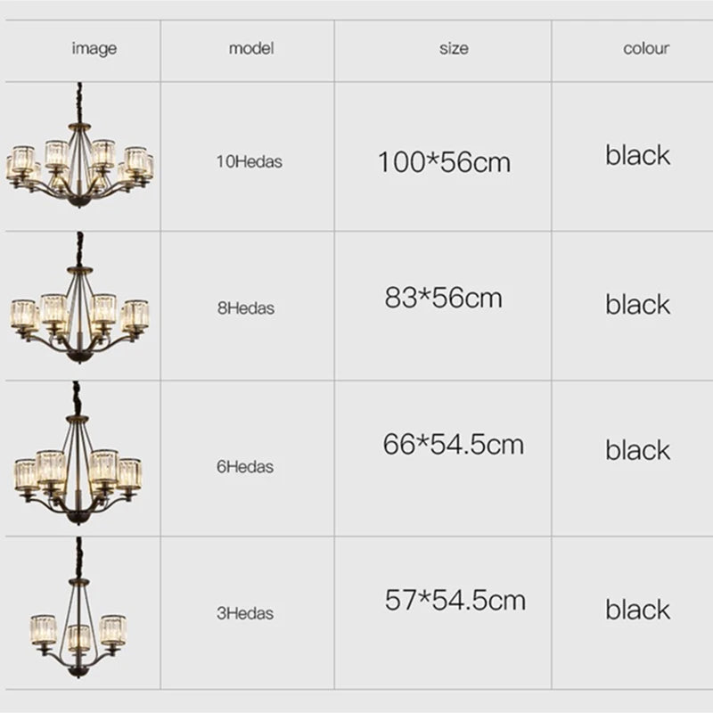 Vintage Black LED Chandelier - Retro Crystal Design for Timeless Elegance