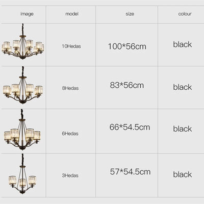 Vintage Black LED Chandelier - Retro Crystal Design for Timeless Elegance
