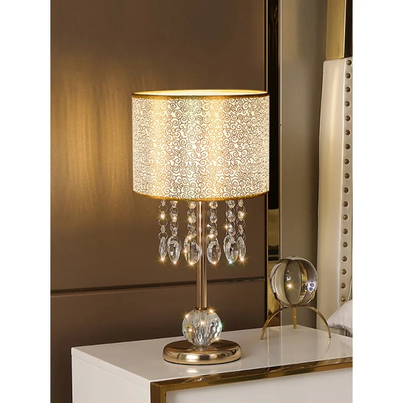 Luxury Crystal Love Golden Light Table Lamp – Touch Dimming & Remote Control for Bedroom, Living Room, Bedside
