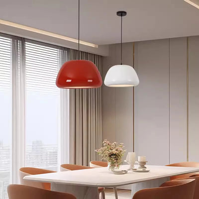 Modern Nordic LED Macaron Pendant Light | Carbon Steel & Aluminum, White, Dark Green, Orange | Stylish Illuminations for Restaurant, Living Room & Hotel Spaces