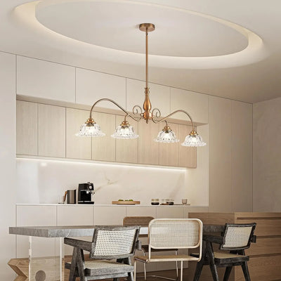 Vintage Glass Pendant Lamp - Elegant Brass Chandelier for Versatile Room Decor"