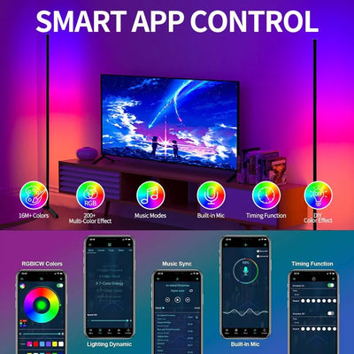 Smart 155CM LED Corner Lamp with App & Remote Control - 16 Million Colors