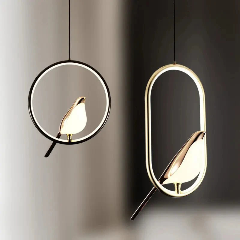 Nordic Magpie LED Pendant Light – Luxury Postmodern Hanging Lamp for Bedroom and Study