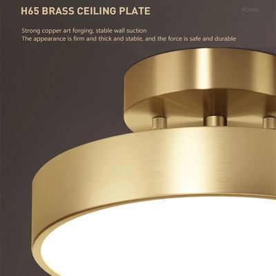 Modern LED Copper Ceiling Light - Nordic Home Decor for Bedroom, Living Room, Dining Room, and Corridor