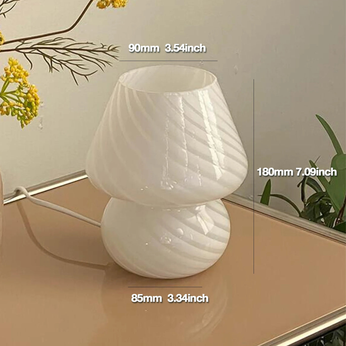 Murano Glass Desk Lamp Glass Table Bedside Lamps Vintage Striped Small Mushroom Decor Ambient Light Bedroom Living Room