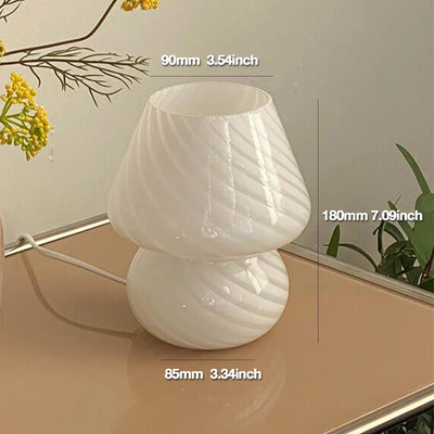 Murano Glass Desk Lamp Glass Table Bedside Lamps Vintage Striped Small Mushroom Decor Ambient Light Bedroom Living Room