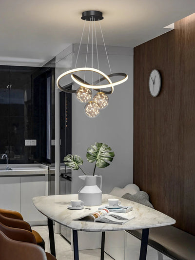 Modern LED Chandelier - Golden Pendant Lighting Fixture for Living Room, Bedroom, Dining Room, Kitchen