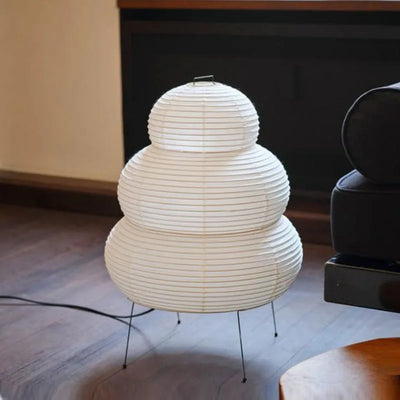 Wabi-sabi Desktop Decorative Rice Paper Tripod Floor Lamp | Unique Living Room & Bedroom Lighting