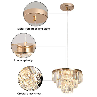 Luxurious K9 Crystal Chandelier - Modern Vintage Ceiling Lamp for Elegant Home Decor