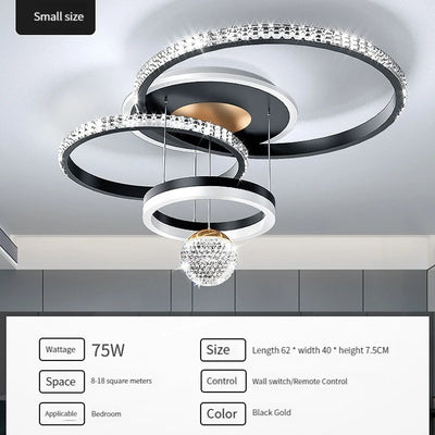 Modern Crystal LED Ceiling Lamp for Eastern Minimalist Decor - Round Pendant Lamp for Living Room, Bedroom, Study