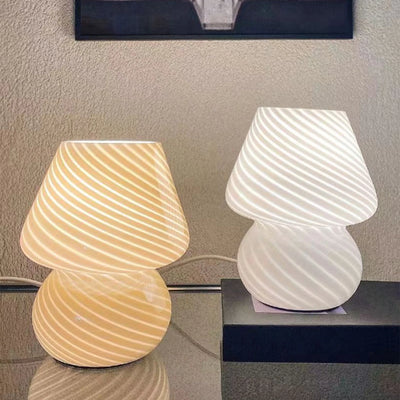 Murano Glass Desk Lamp Glass Table Bedside Lamps Vintage Striped Small Mushroom Decor Ambient Light Bedroom Living Room