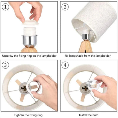 Table Lamp Nordic Fabric Shade Desktop Lights for Study Bedroom Bedside Living Room LED Minimalist Indoor Decor Lighting Fixture