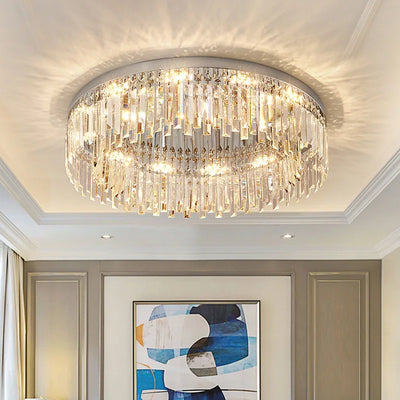 Round Light Luxury Crystal Ceiling Lamp - Modern Minimalist Living Room Decoration, Bedroom, Whole House Indoor Lighting