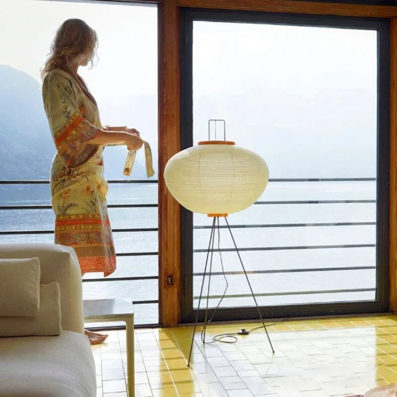 Noguchi Akari Rice Paper Floor Lamp – Wabi Sabi Vintage Standing Light for Living Room & Bedroom