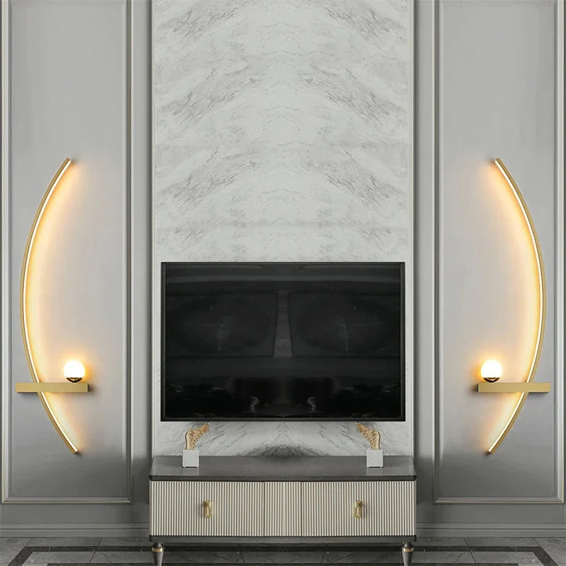 Modern LED Wall Lamp Black Gold - Sleek Long Strip Design for Versatile Illumination