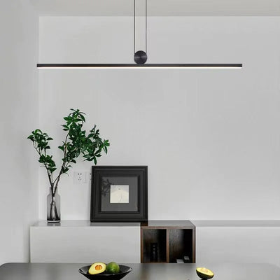 Modern Long Strip LED Pendant Lamp – Minimalist Black Hanging Light for Dining Table, Bar, and Home Decor