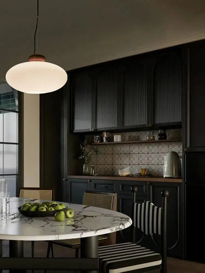 Vintage Glass Wood LED Ceiling Chandelier Retro Kitchen Island Ceiling Lamp Dining Restaurant Pendant Lights Home Decorations