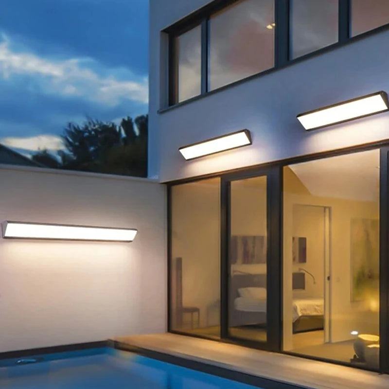 Long Strip LED Outdoor Wall Lamps - Waterproof Aluminum Lights for Porch, Garden, Corridor