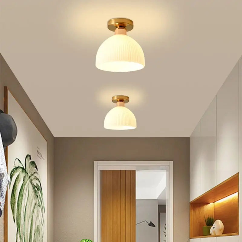Ceramics Glass LED Corridor Ceiling Lamp for Aisle, Corridor, Cloakroom, Balcony Nordic E27 Acrylic Chandelier Rest Light Fixtures