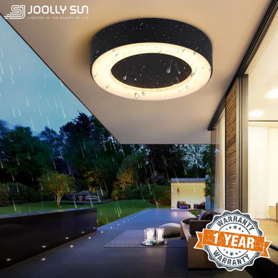JoollySun 12W Waterproof Outdoor LED Wall/Ceiling Light – Modern Balcony, Porch, and Terrace Lighting Fixture