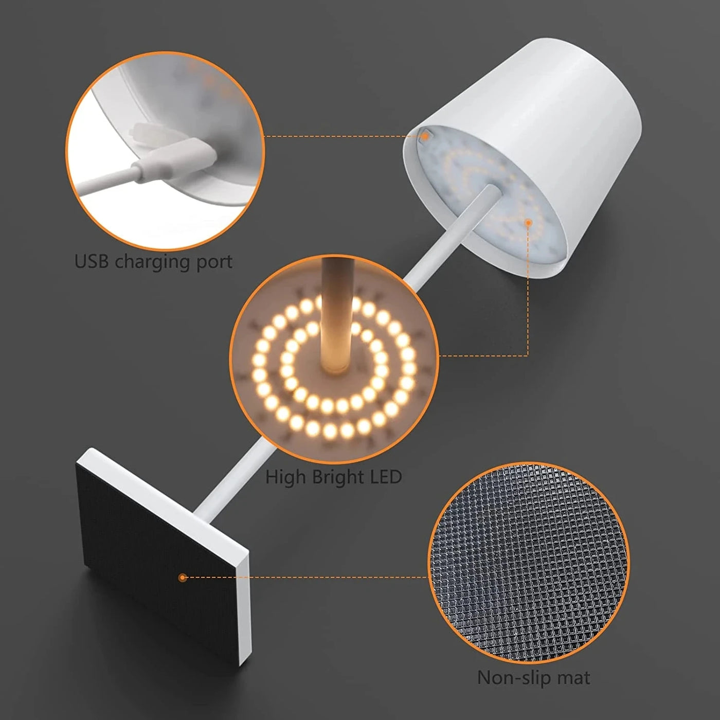 Rechargeable 3-Color LED Desk Lamp – Stepless Dimming & Portable