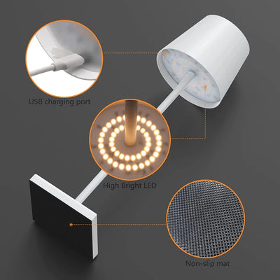 Rechargeable 3-Color LED Desk Lamp – Stepless Dimming & Portable