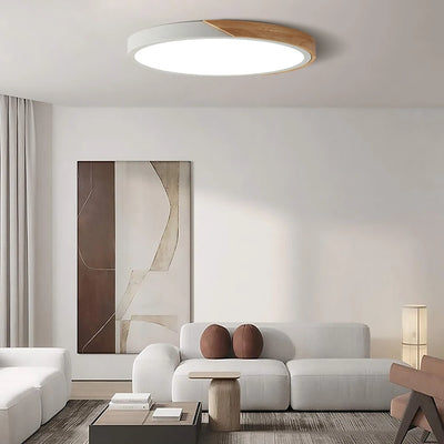 LED Surface Mount Ceiling Light Modern Ultra Thin Lighting Wood Lamp Fixture Living Room Home Decor Balcony Remote Control