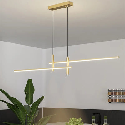 Modern Black Gold Minimalist LED Pendant Lamp for Dining Table - Stylish Chandelier for Kitchen and Dining Room Decor