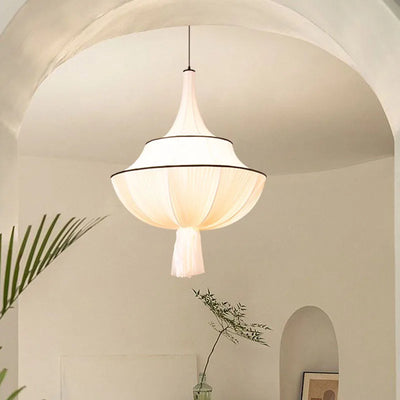 Vintage Cloth Pendant Lights - French Inspired Ceiling Lamps for Wabi Sabi Bedroom Decor