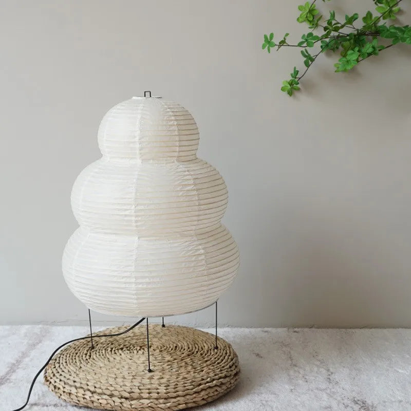 Wabi-sabi Desktop Decorative Rice Paper Tripod Floor Lamp | Unique Living Room & Bedroom Lighting