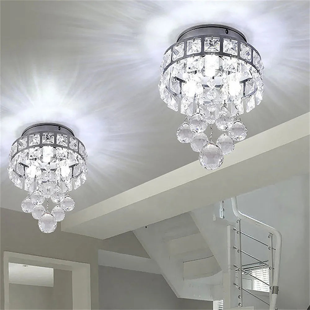 Luxury Crystal Ceiling Lamp Nordic LED Lights For Corridor Aisle Balcony Staircase Cloakroom Porch Bedroom Home Indoor Lighting