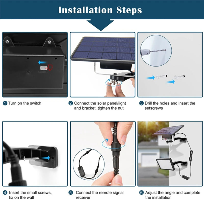 Solar 48LED Outdoor Wall Lamp – Waterproof Remote-Controlled Lighting for Gardens and Garages