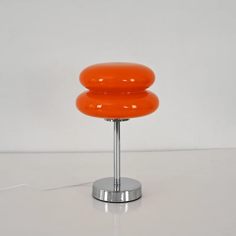 Glass Hamburger Lamp - Vintage LED Table Light with Tricolor Bulb for Bedroom, Living Room & Hotel Decor