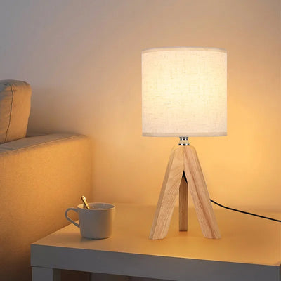 Table Lamp Nordic Fabric Shade Desktop Lights for Study Bedroom Bedside Living Room LED Minimalist Indoor Decor Lighting Fixture