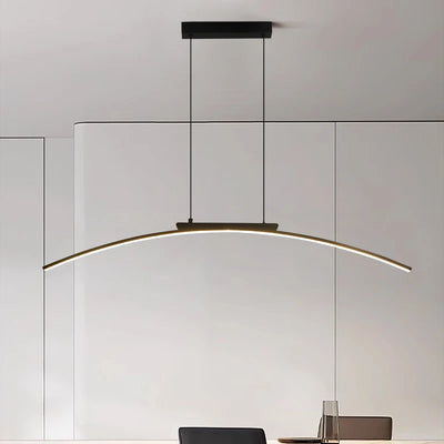 Modern Contemporary LED Dining Room Pendant Light | Sleek Arc Hanging Lamp, Adjustable Brightness