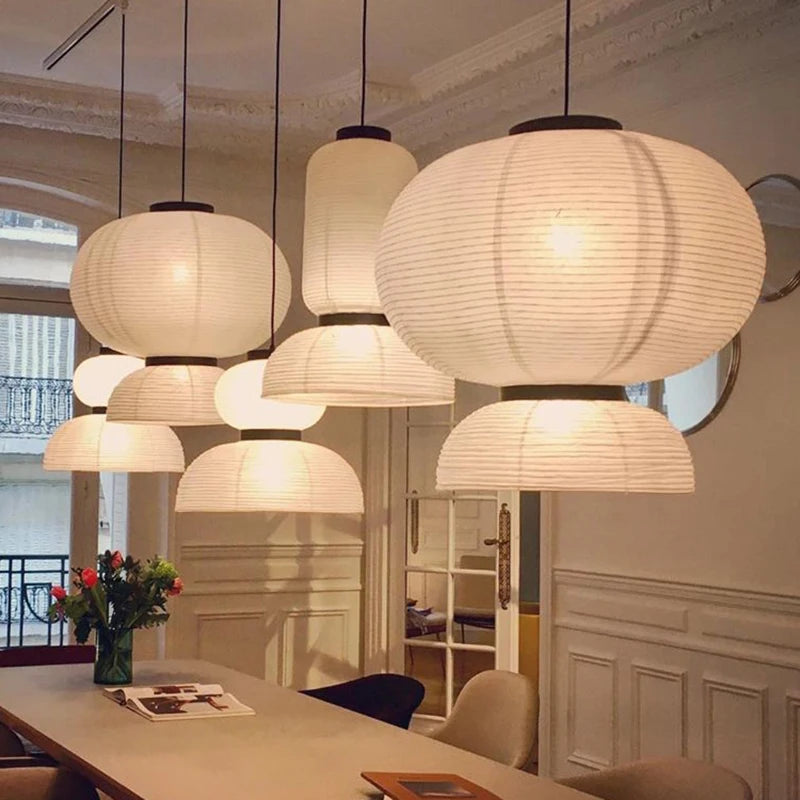 Wabi-Sabi Rice Paper Pendant Lamps - Japan Style LED Hanging Light for Living Room Ceiling Decor