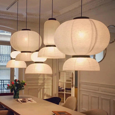 Wabi-Sabi Rice Paper Pendant Lamps - Japan Style LED Hanging Light for Living Room Ceiling Decor