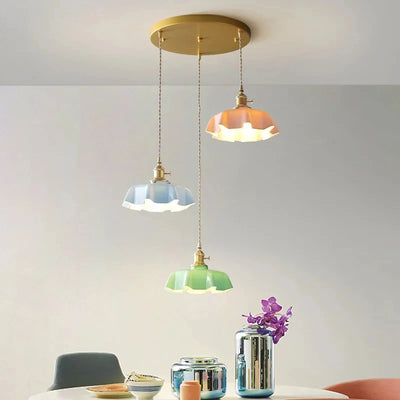 French Cream Brass Pendant Lighting – Retro Glass Pendant Light for Restaurant, Bay Window, Balcony, and Bedroom