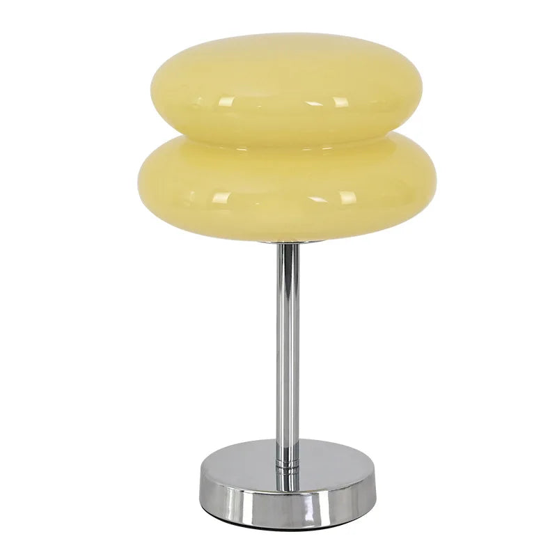 Glass Hamburger Lamp - Vintage LED Table Light with Tricolor Bulb for Bedroom, Living Room & Hotel Decor