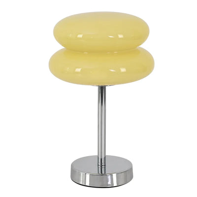 Glass Hamburger Lamp - Vintage LED Table Light with Tricolor Bulb for Bedroom, Living Room & Hotel Decor