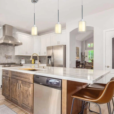 Glass Pendant Light – Modern Pendant Lighting for Kitchen Island, Farmhouse Mini Pendant Lamp