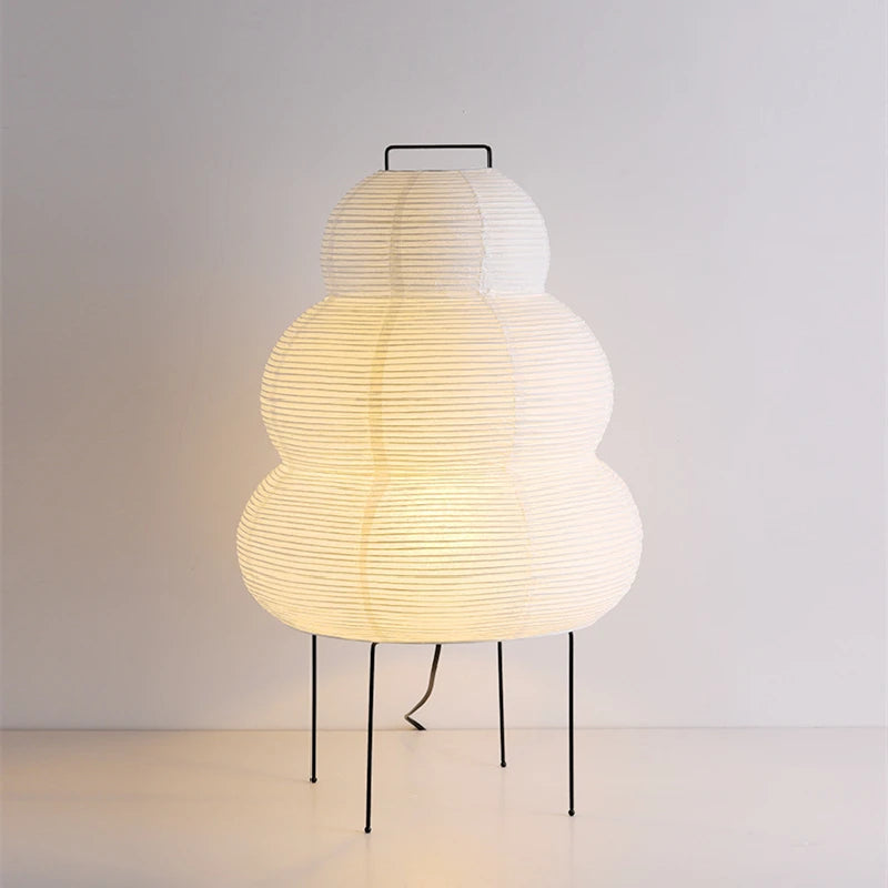 Wabi-sabi Desktop Decorative Rice Paper Tripod Floor Lamp | Unique Living Room & Bedroom Lighting