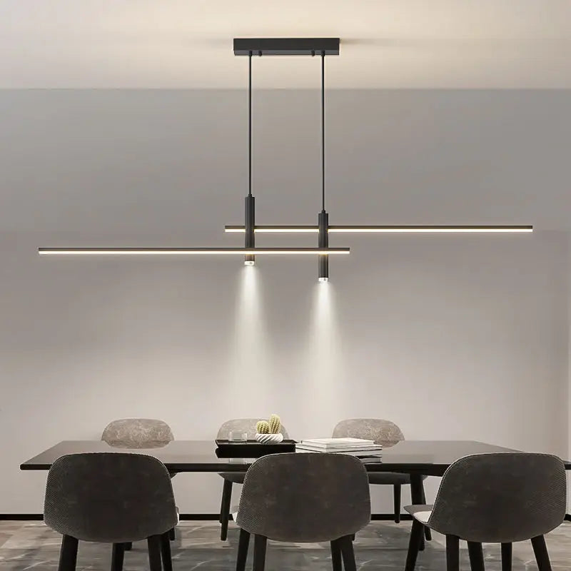 Modern Black Gold Minimalist LED Pendant Lamp for Dining Table - Stylish Chandelier for Kitchen and Dining Room Decor
